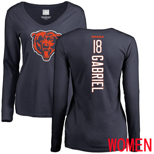 Chicago Bears Navy Blue Women Taylor Gabriel Backer NFL Football #18 Long Sleeve T Shirt